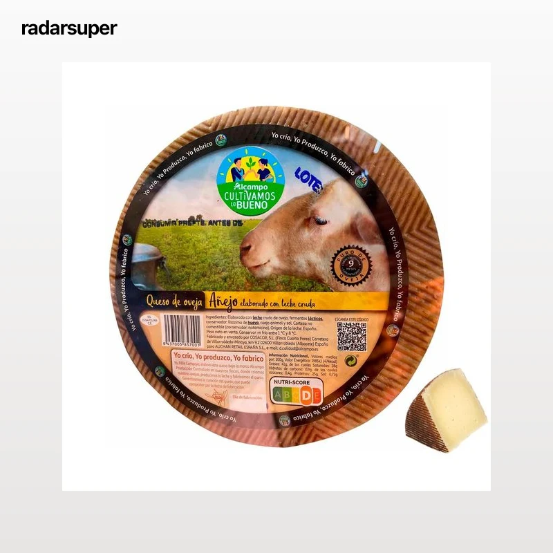 ALCAMPO CULTIVAMOS LO BUENO Queso de oveja añejo (con leche cruda). - Tapeo 3 a 5 mm
