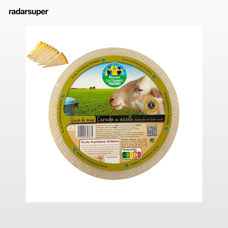 ALCAMPO CULTIVAMOS LO BUENO Queso de oveja curado en aceite, leche cruda, - Tapeo 3 a 5 mm