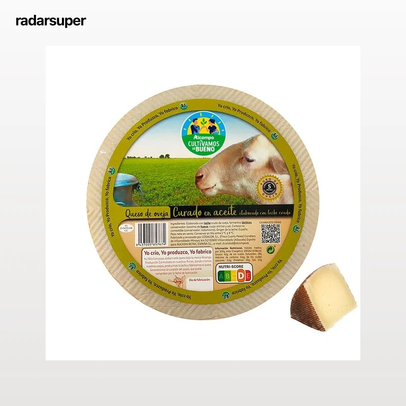 ALCAMPO CULTIVAMOS LO BUENO Queso de oveja curado en aceite, leche cruda, - Trozo