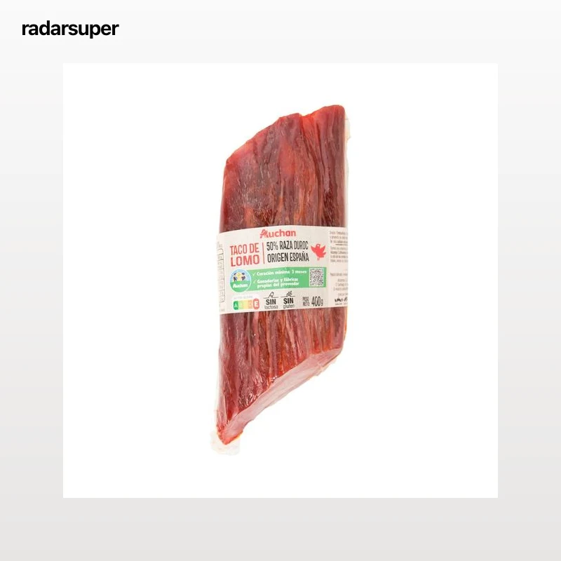 ALCAMPO CULTIVAMOS LO BUENO  Taco de lomo embuchado (50% raza Duroc) y con un mínimo de 3 meses de curación  400 g.