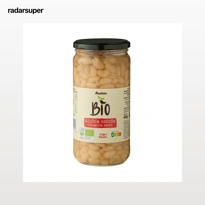 ALCAMPO ECOLÓGICO Alubias cocidas ecológicas de categoría extra 450 g.
