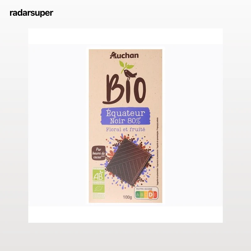ALCAMPO ECOLÓGICO Chocolate negro (80% cacao) ecológico con sabor frutal y afrutado 100 g.