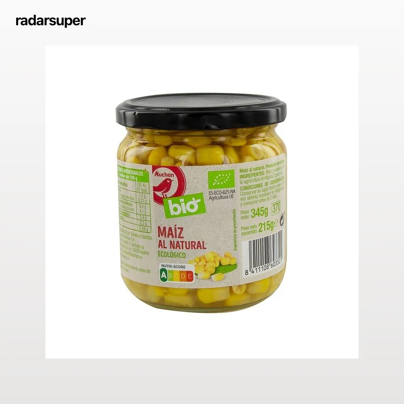 ALCAMPO ECOLÓGICO Maíz dulce al natural ALCAMPO ECOLÓGICO tarro de 215 g.