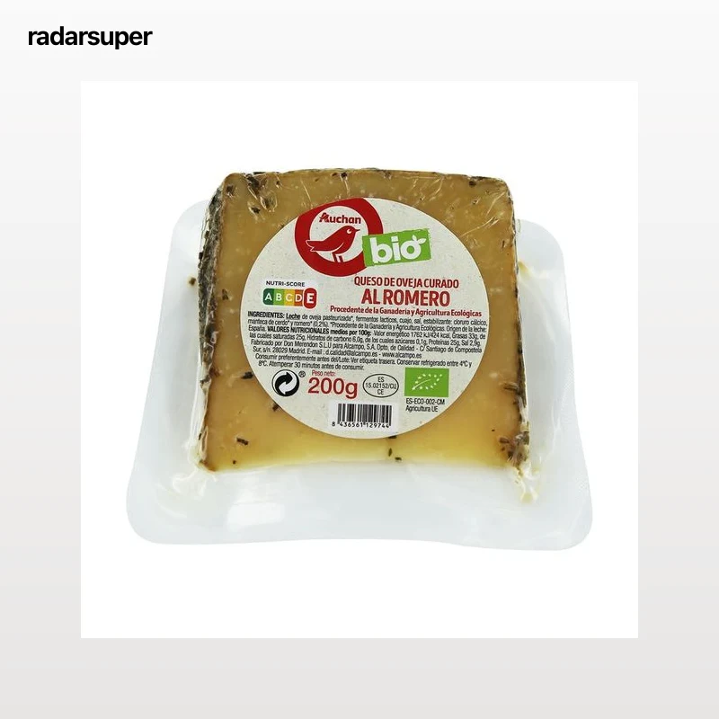 ALCAMPO ECOLÓGICO Queso de oveja curado al romero ecológico ALCAMPO ECOLÓGICO 200 g.