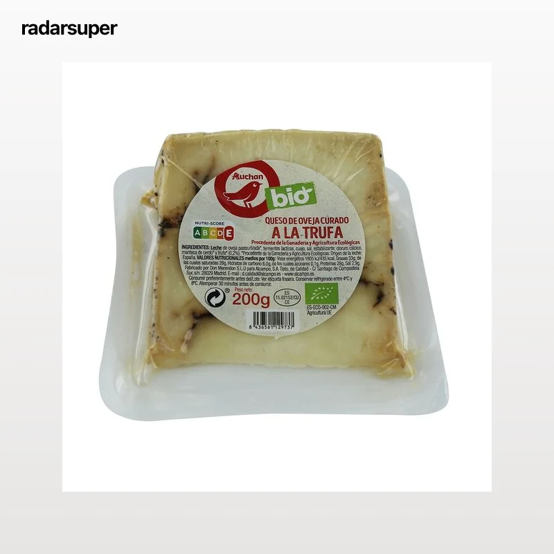 ALCAMPO ECOLÓGICO Queso de oveja curado con trufa ALCAMPO ECOLÓGICO 200 g.