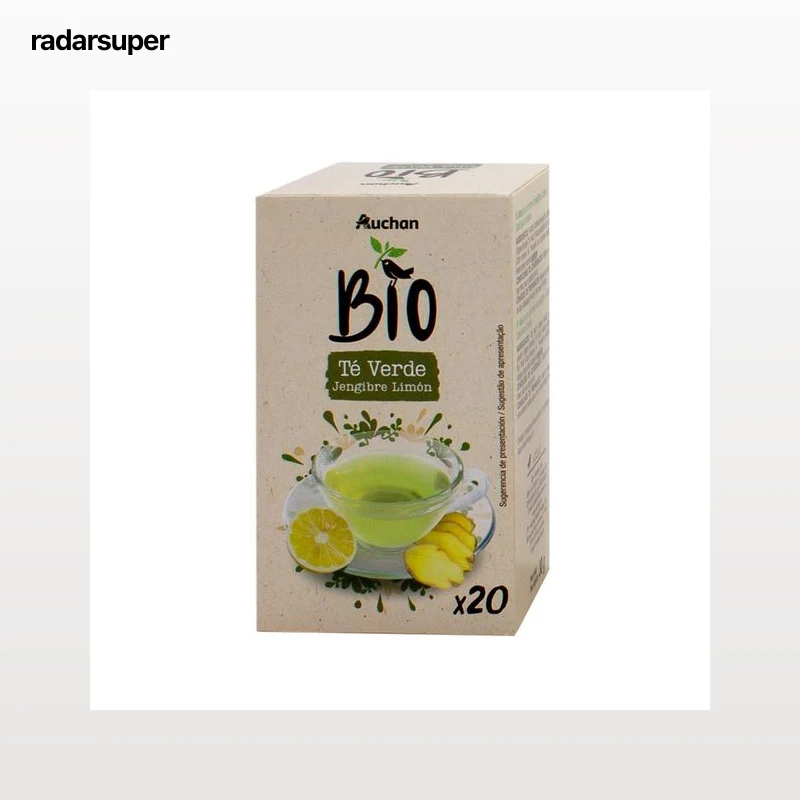 ALCAMPO ECOLÓGICO Té verde jengibre limón Bio 20 uds. 30 g.