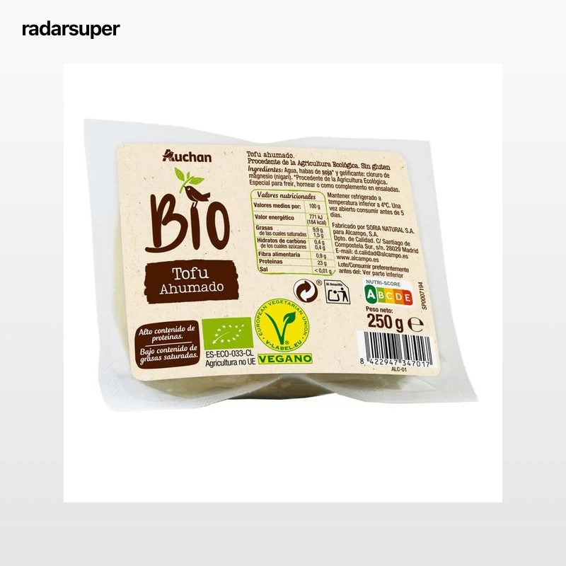 ALCAMPO ECOLÓGICO Tofu Ahumado Ecológico Auchan BIO 250 g.