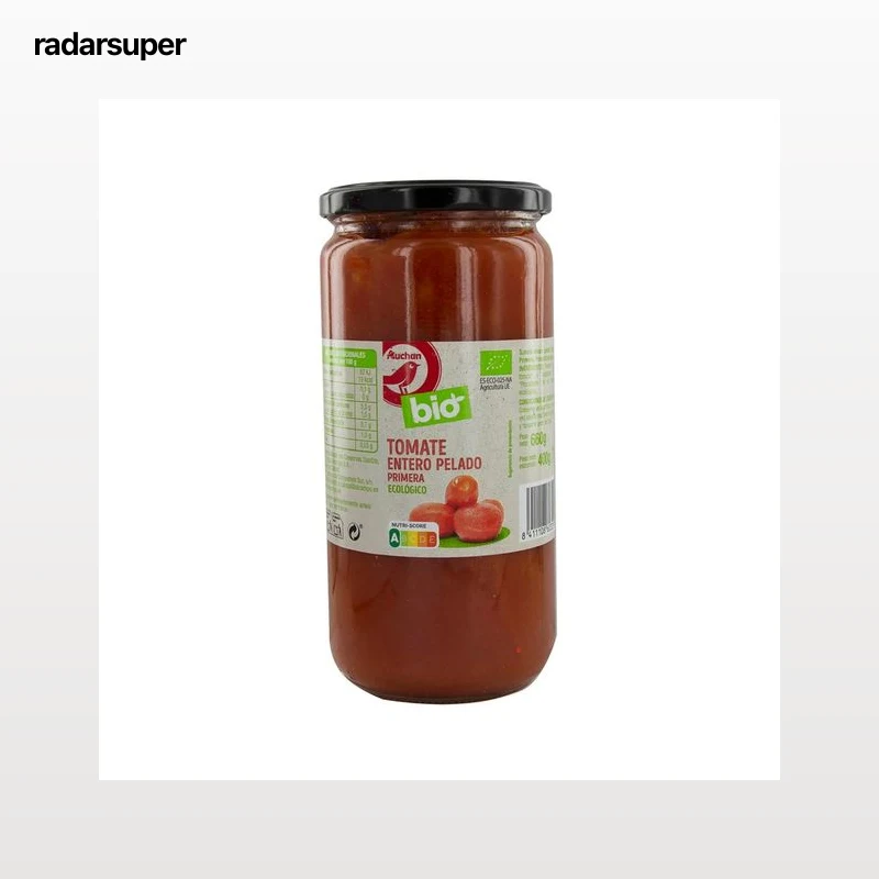 ALCAMPO ECOLÓGICO Tomate entero pelado al natural ALCAMPO ECOLÓGICO tarro de 400 g.
