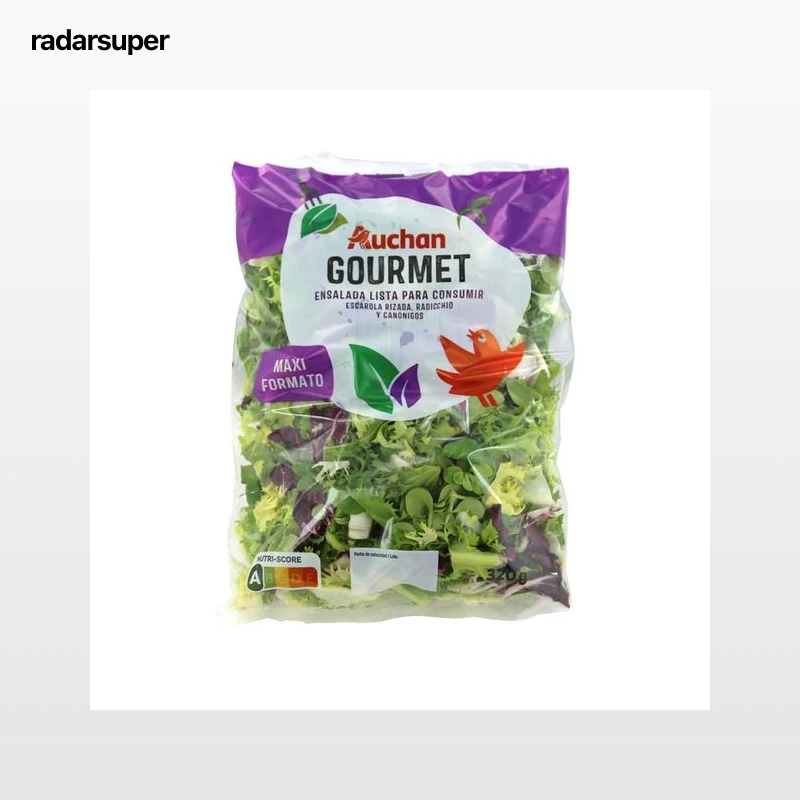 ALCAMPO Ensalada gourmet de escarola rizada, radicchio y canónigos bolsa de 320 g Producto Alcampo.
