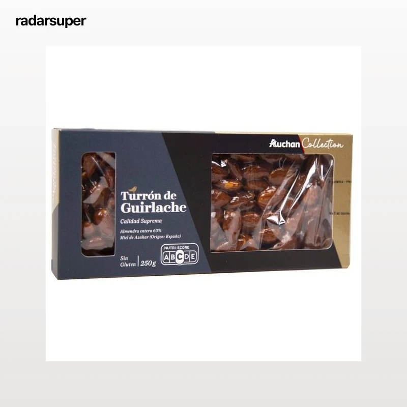 ALCAMPO GOURMET Turrón de guirlaches (con almendra entera y miel de azahar) 250 g.