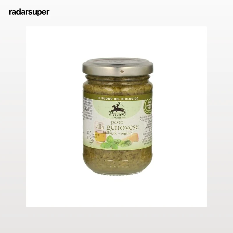 ALCE NERO Salsa pesto genovés con albahaca ecológica ALCE NERO 130 g.