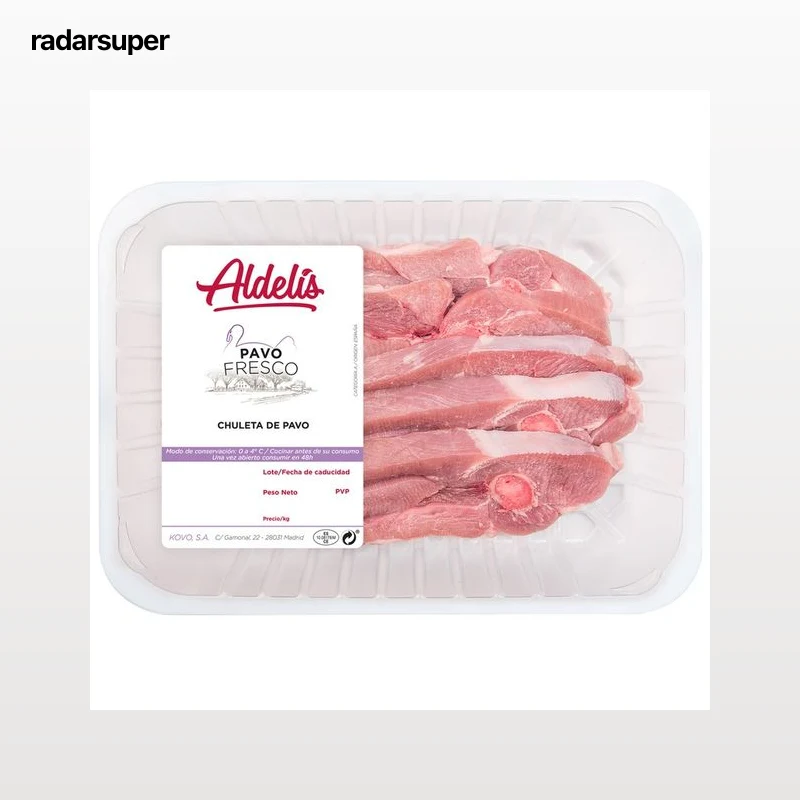 ALDELÍS Bandeja de chuletas frescas de pavo.