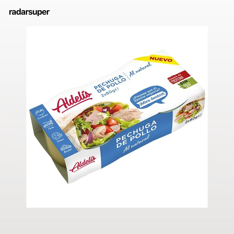 ALDELÍS Pechuga de pollo, conserva al natural 2 x 80 g.