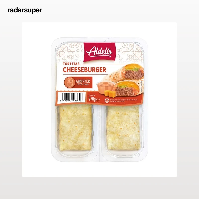 ALDELÍS Tortillas rellenas de burger meat de vacuno y queso 270 g.