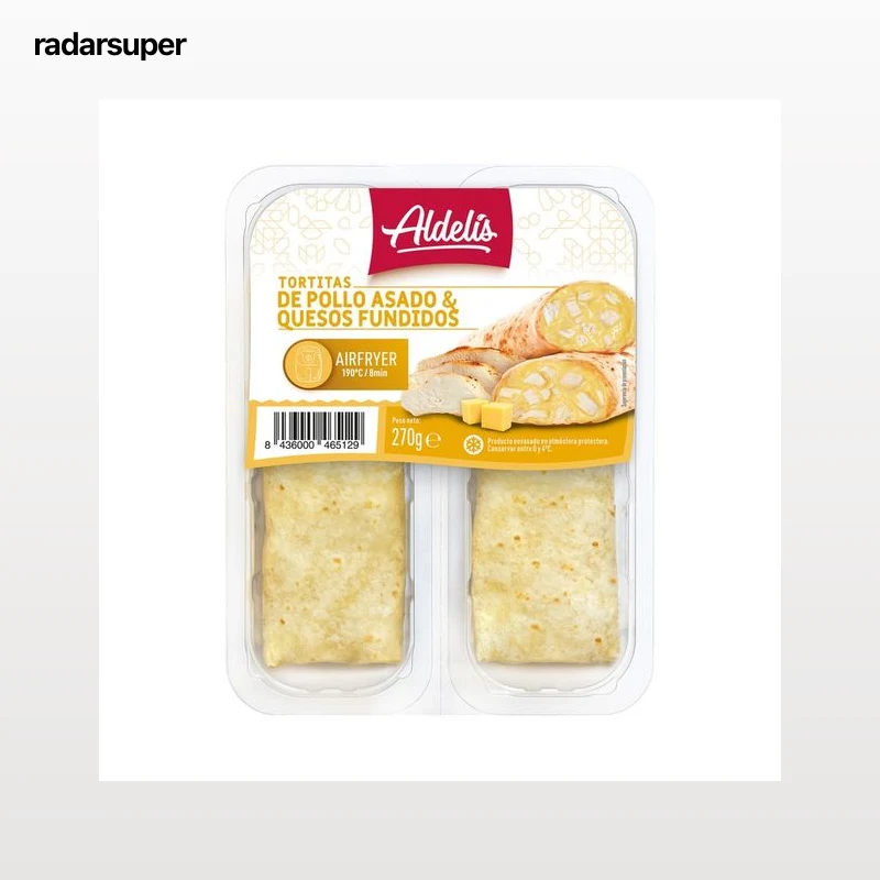 ALDELÍS Tortillas rellenas de pollo asado y quesos fundidos 2 x 135 g.