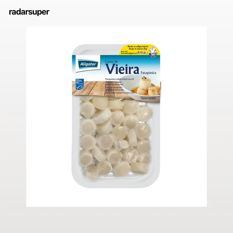 ALIGATOR Carne de Vieira patagónica sin coral 33 / 35 piezas, ultracongelada ALIGATOR 250 g.
