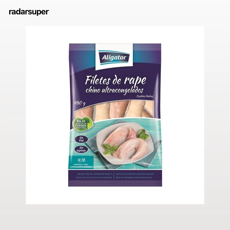 ALIGATOR Filetes de rape chino, ultrancongelados y sin piel ni espinas ALIGATOR 480 g.