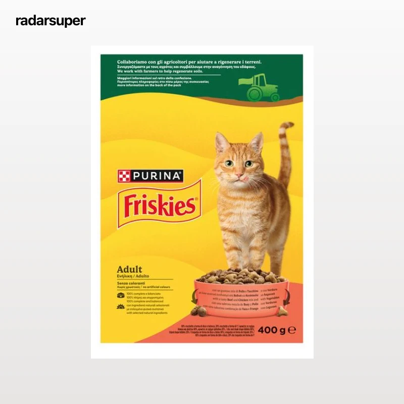 Alimento completo para gatos adultos Friskies buey y pollo, con verduras 400g