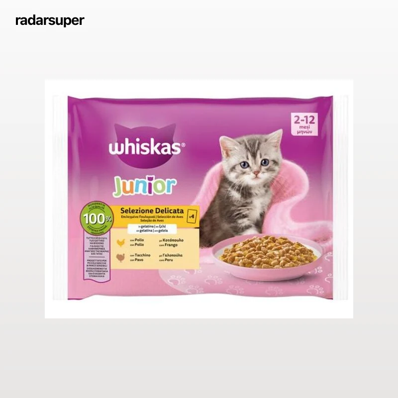 Alimento para gato pack de 4 junior aves Whiskas