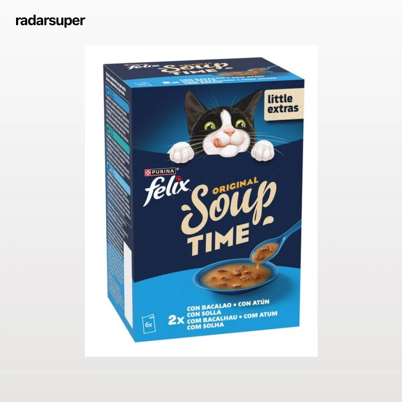 Alimento de gato soup con pescado con bacalao con atún y con solla Felix 288g