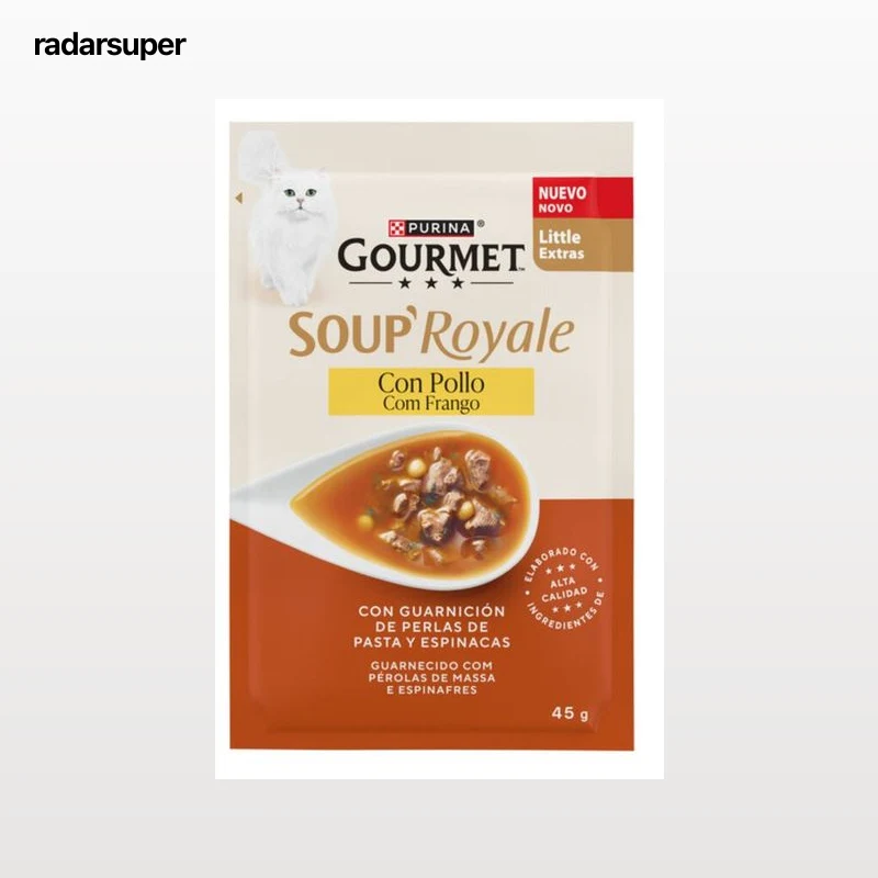 Alimento de gato soup royale gourmet purina con pollo 45g