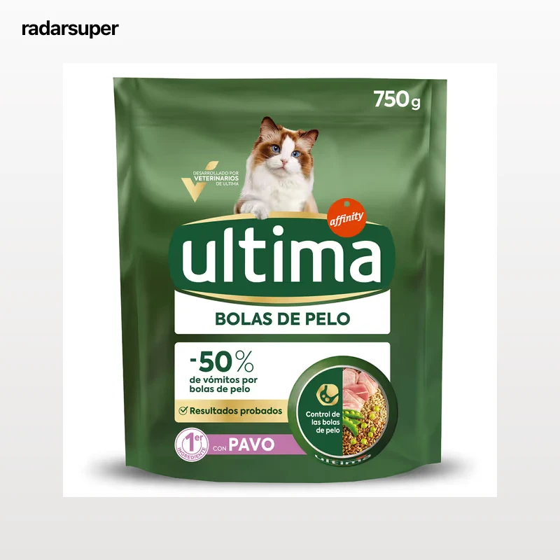 Alimento para gatos adultos anti bolas de pelo con pavo Ultima 750 g