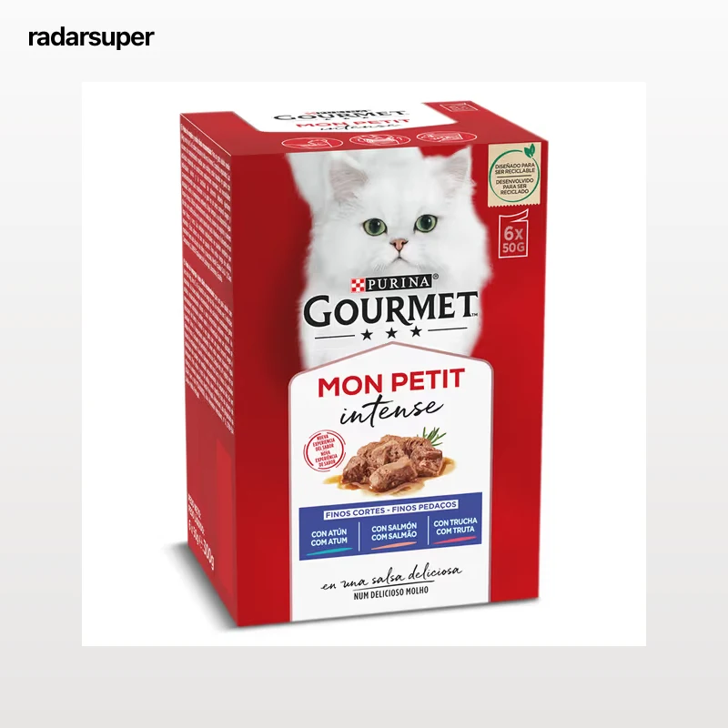 Alimento para gatos con atún, salmón y trucha Gourmet 6 x 50 g