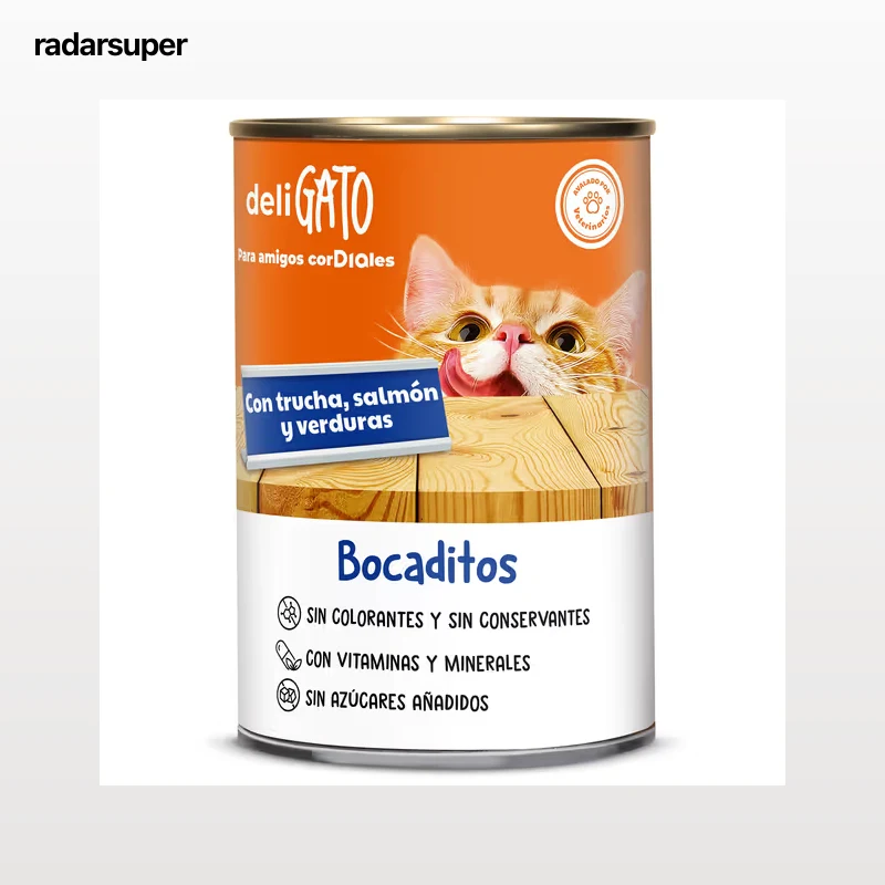 Alimento para gatos bocaditos con trucha, salmón y verduras Dia Deligato 400 g
