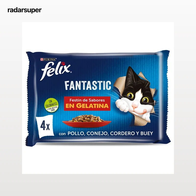 Alimento para gatos fantastic con pollo, conejo, cordero y buey Felix 4 x 85 g
