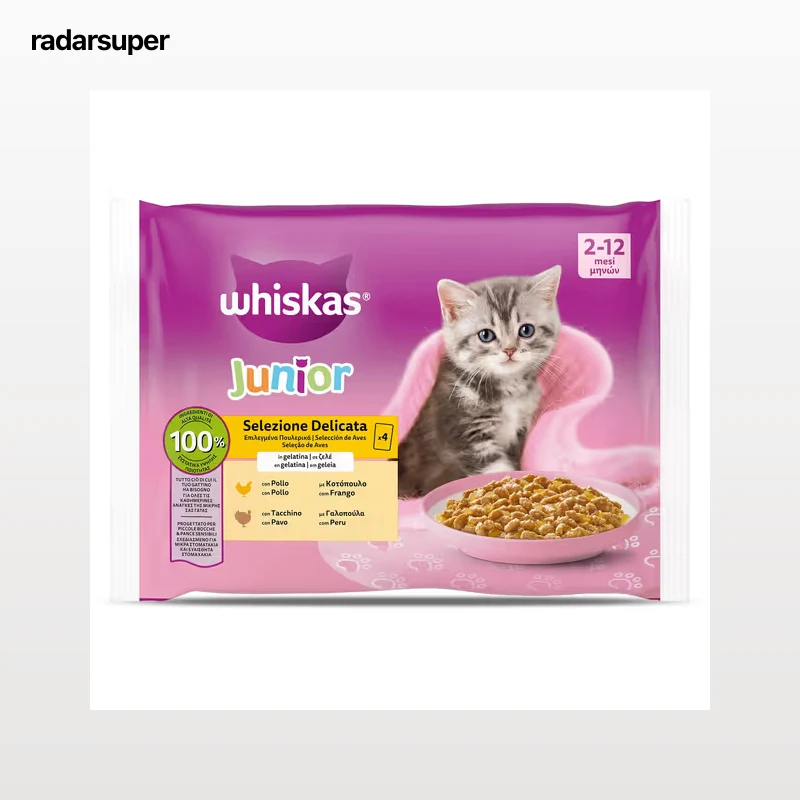 Alimento para gatos junior aves en gelatina Whiskas 4 x 85 g