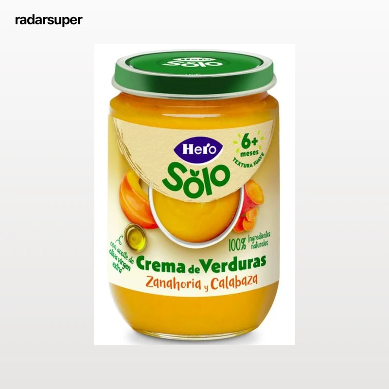 Alimento infantil crema de verduras zanahoria y calabaza para más de seis meses Hero 190 g