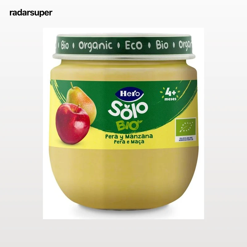 Alimento infantil ecológico Hero Solo pera manzana desde 4meses 120g