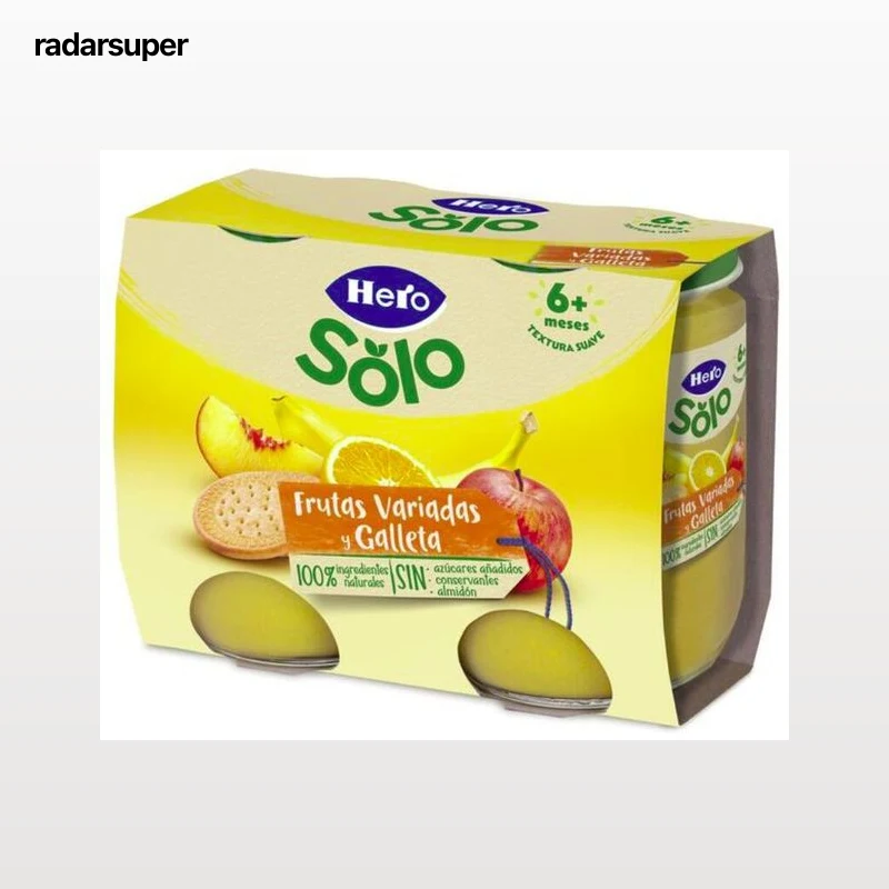 Alimento infantil con frutas variadas y galleta Hero 380 g