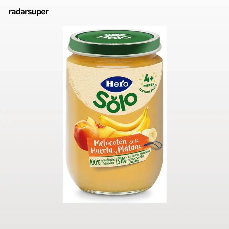 Alimento Infantil Hero Solo Tarro 190gr Melocotón Y Plátano (Desde +4 Meses)
