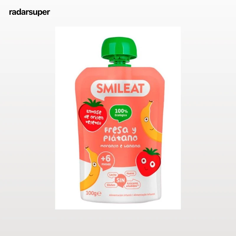 Alimento infantil preparado de frutas ecológico sin gluten Smileat pouch 100g
