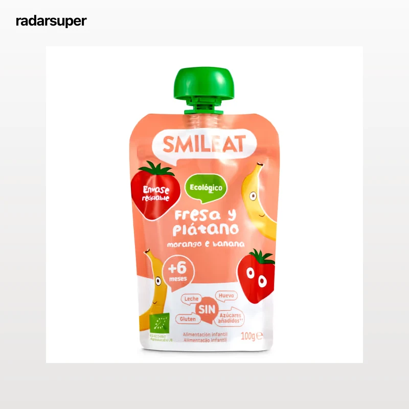 Alimento infantil con puré de fresa y plátano Smileat 100 g
