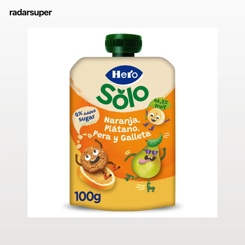 Alimento infantil con puré de frutas y galleta Hero 100 g