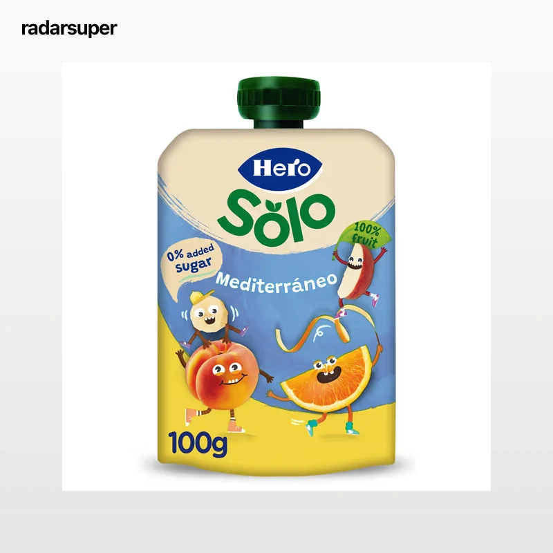 Alimento infantil con puré de frutas mediterráneo Hero 100 g