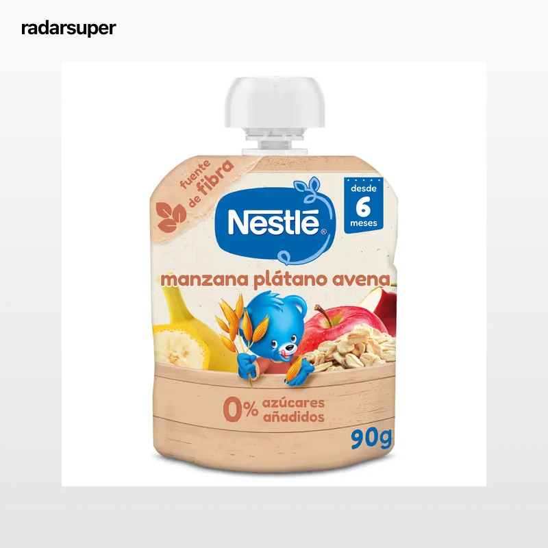 Alimento infantil con puré de manzana, plátano y avena Nestlé 90 g