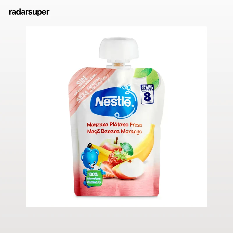 Alimento infantil con puré de manzana, plátano y fresa Nestlé Naturnes 90 g
