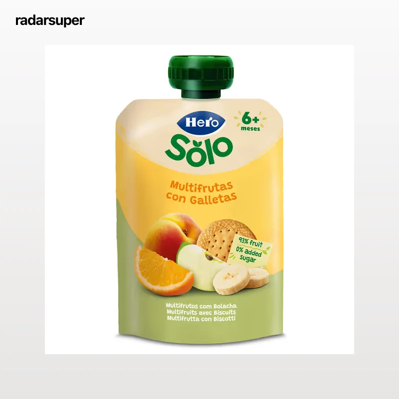Alimento infantil con puré multifrutas con galleta Hero 100 g