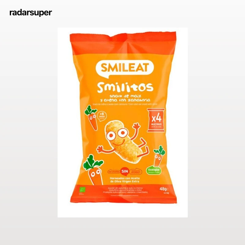Alimento infantil snack a base de maíz avena y zanahoria Smileat 48 g