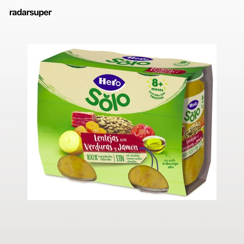 Alimento infantil solo lenteja con verduras y jamón Hero 380g