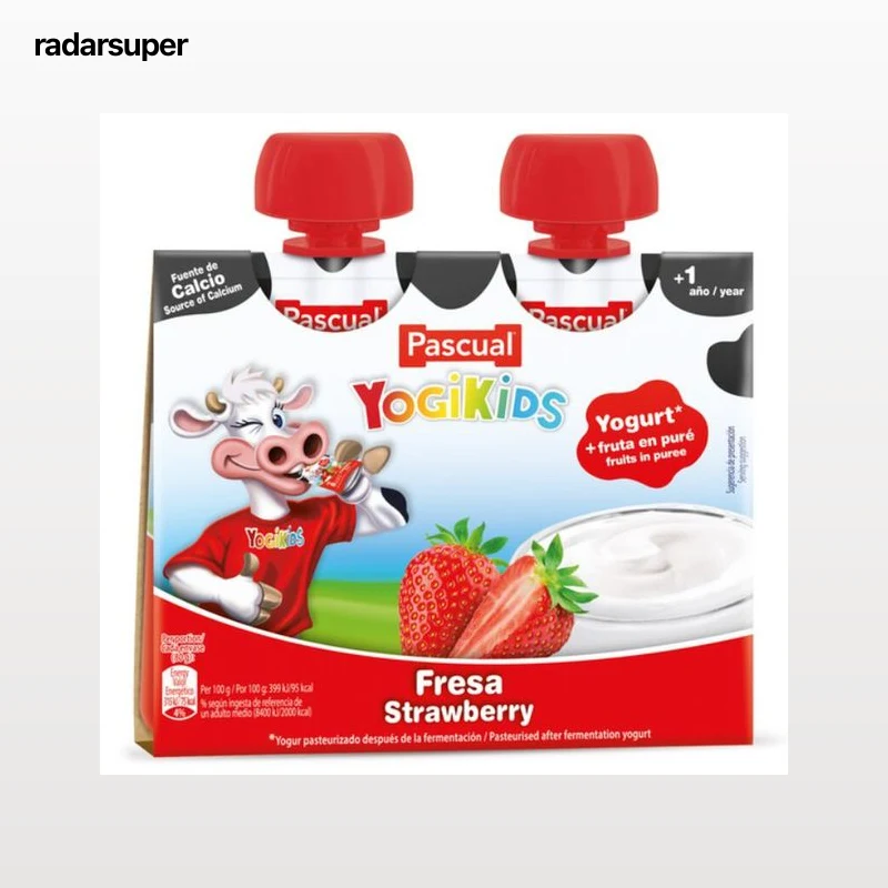 Alimento infantil yogikids pouch pack 2 fresa Pascual