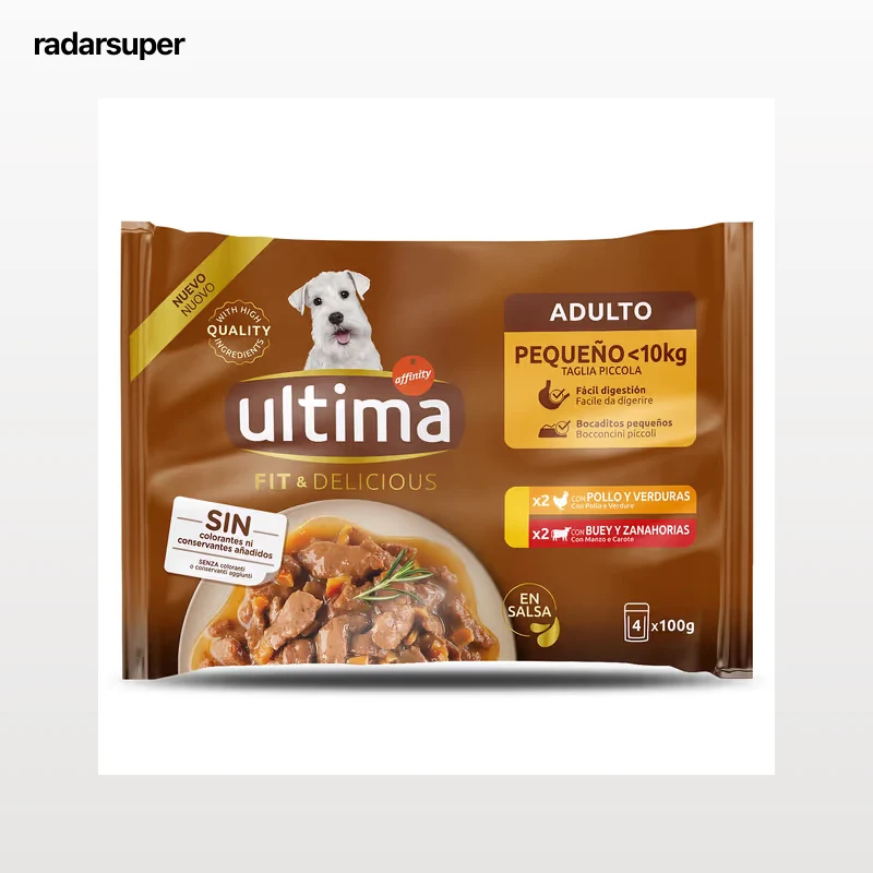 Alimento para perros adultos mini mix pollo/buey Ultima 4 x 100 g