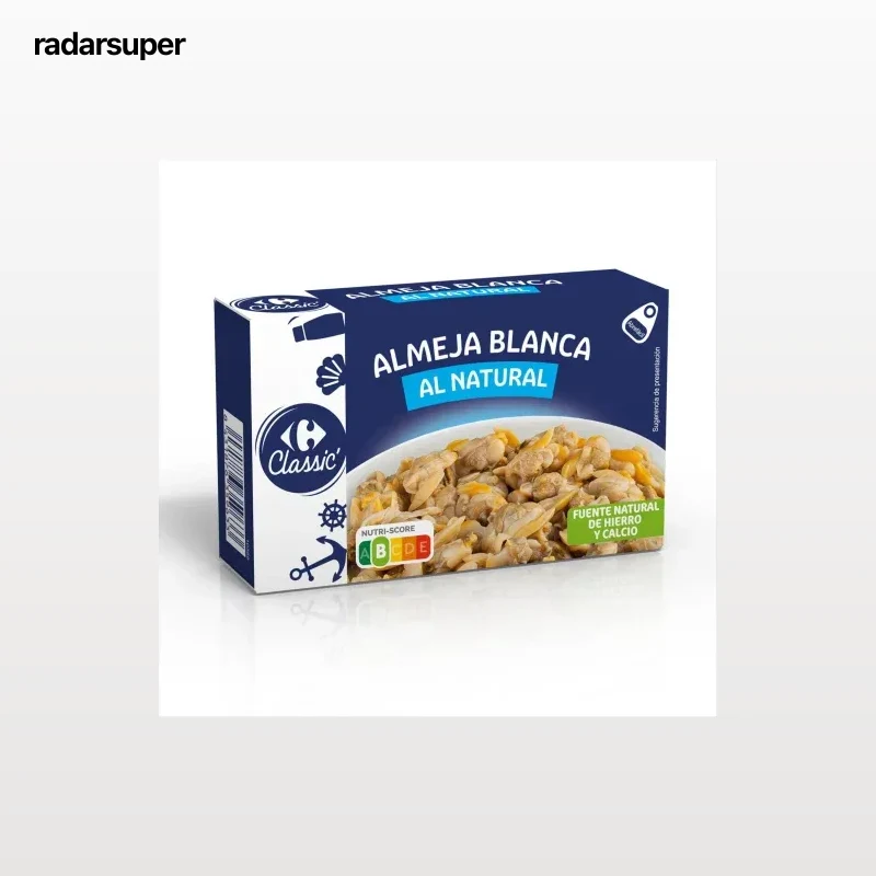 Almeja blanca al natural Classic Carrefour 63 g.