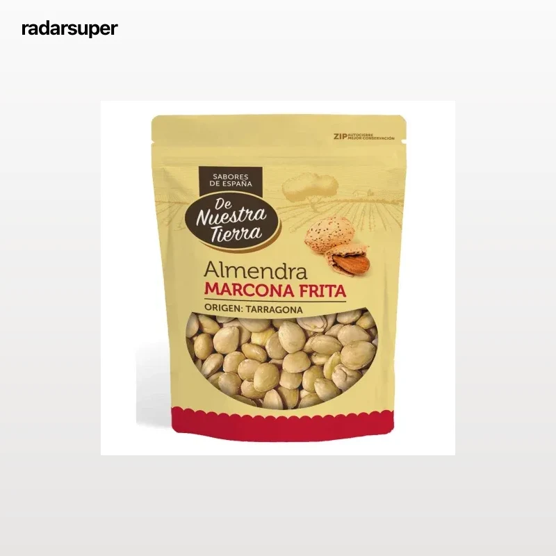 Almendra marcona frita y salada De Nuestra Tierra doy pack 90 g.