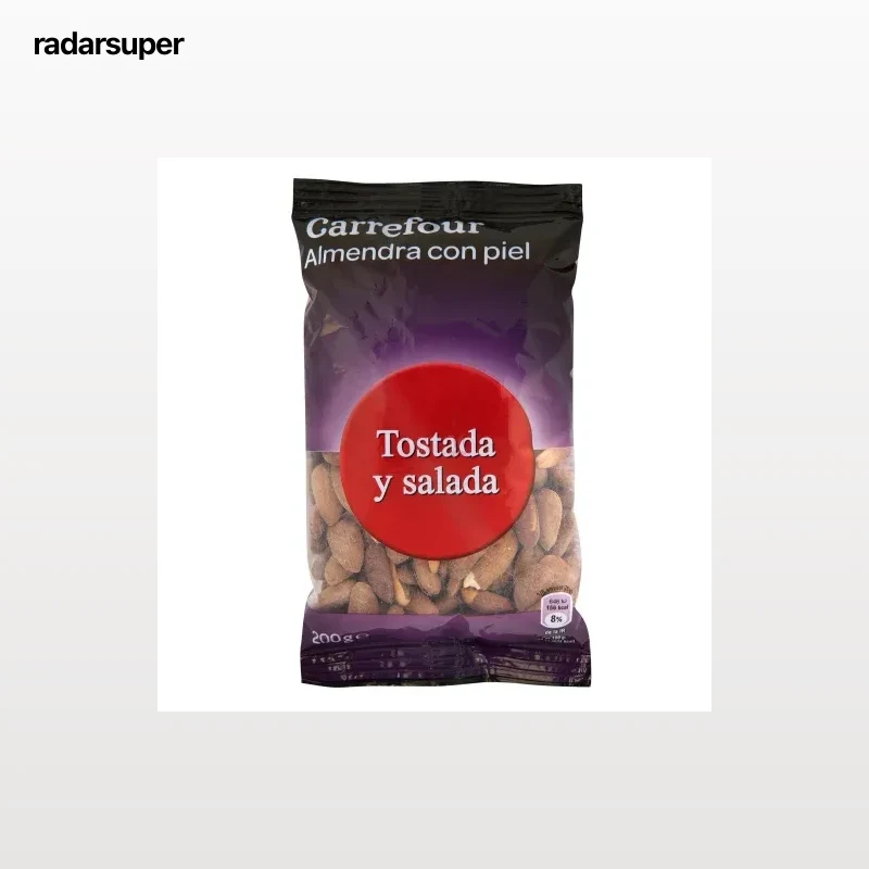 Almendras tostada y salada con piel Carrefour 200 g.