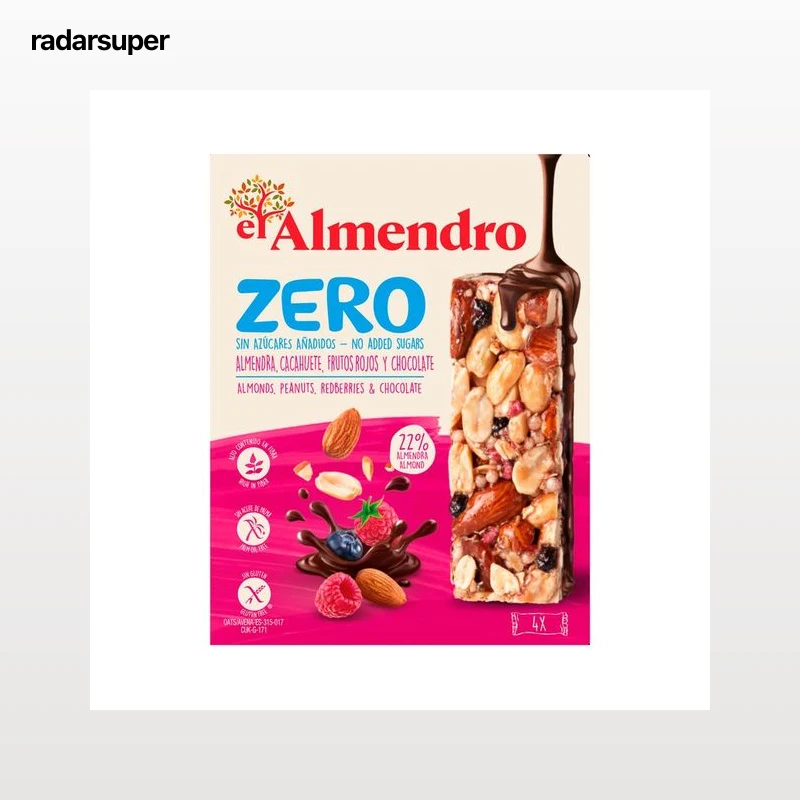 EL ALMENDRO Barritas zero frutos rojos con chocolate negro 120 g.