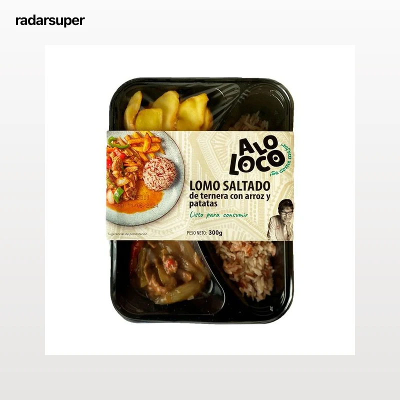 ALOLOCO Plato de menú de lomo saltado con arroz y patatas 300 g.